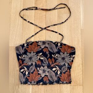 SHEIN Blue and Orange Sleeveless Bustier Camisole